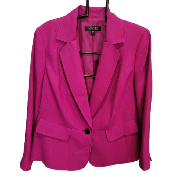 Kasper Single Button Blazer Jacket Fuschia 16W - Picture 3 of 13